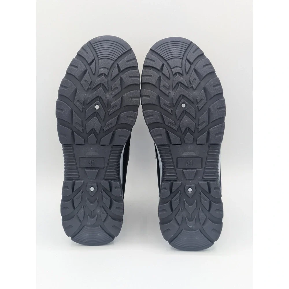 Unbranded Nylon Puffer Booties Size 10 Navy Blue Faux Fur Lined Winter Shoes